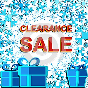 Big winter sale poster with CLEARANCE SALE text. Advertising vector banner