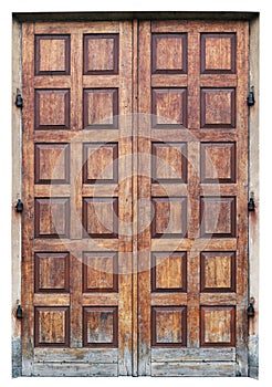 Big wooden oak doors in old church