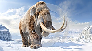 big woolly mammoth on a frozen lake