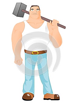 Big workman with hammer