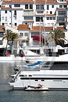 Big Yachts and Jet Bike in Puerto Banus Harbour photo