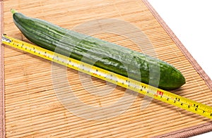 Big yellow centimeter and big green cucumber