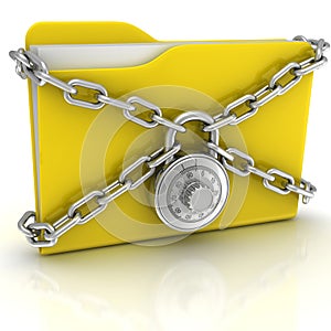 Big yellow folder with a combination lock