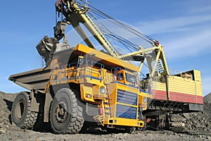 Big yellow mining truck