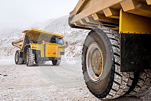 Big yellow mining truck