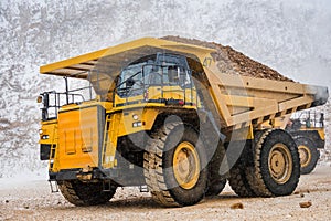 Big yellow mining truck