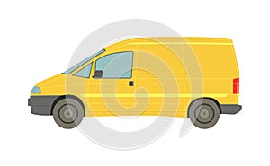 Big yellow minivan on white background - Vector