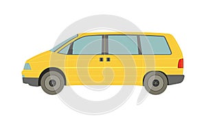 Big yellow minivan on white background - Vector