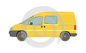 Big yellow minivan on white background - Vector