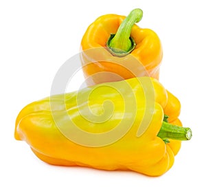 Big yellow sweet bell peppers isolated