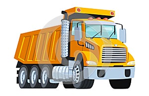 Big yellow tipper truck isolated white vector