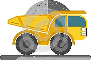 Big yellow truck. Cartoon Vector illustration.