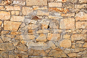 Big yellow wall from stone bricks