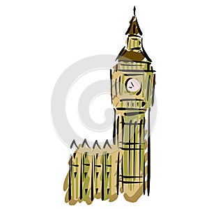 Bigben tower english clock vector illustration