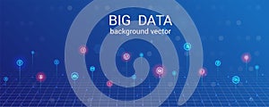 Bigdata analytics, research, big data info center integrated business vector icons.Data grid vector