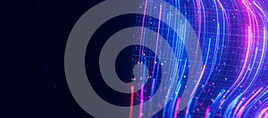 Bigdata light speed data flow wave closeup. Abstract digital data stream of quantum computing. Cyberspace of qubit