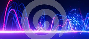 Bigdata light speed data flow wave side view. Abstract digital data stream of quantum computing. Cyberspace of qubit