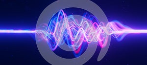 Bigdata light speed data flow wave side view. Abstract digital data stream of quantum computing. Cyberspace of qubit