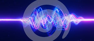 Bigdata light speed data flow wave side view. Abstract digital data stream of quantum computing. Cyberspace of qubit