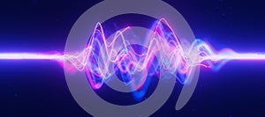 Bigdata light speed data flow wave side view. Abstract digital data stream of quantum computing. Cyberspace of qubit