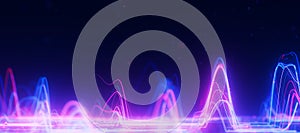 Bigdata light speed data flow wave side view. Abstract digital data stream of quantum computing. Cyberspace of qubit