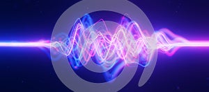 Bigdata light speed data flow wave side view. Abstract digital data stream of quantum computing. Cyberspace of qubit