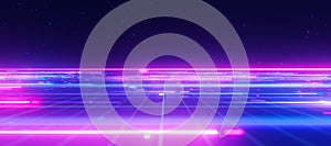 Bigdata light speed planar flow horizon. Abstract digital data stream of quantum computing. Cyberspace of qubit trails