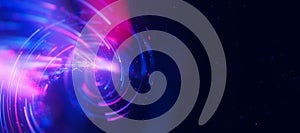 Bigdata light speed twisted flow. Abstract digital data stream of quantum computing. Cyberspace of qubit trail waves