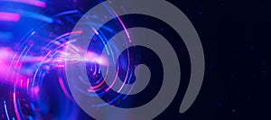 Bigdata light speed twisted flow. Abstract digital data stream of quantum computing. Cyberspace of qubit trail waves