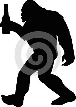 Bigfoot and a Beer SVG Clipart , vector cut file and silhouette