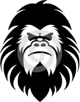 Bigfoot - black and white isolated icon - vector illustration