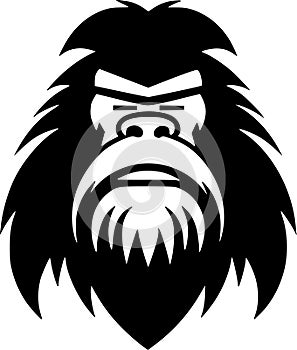 Bigfoot - black and white isolated icon - vector illustration