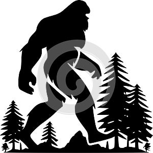 Bigfoot - black and white vector illustration