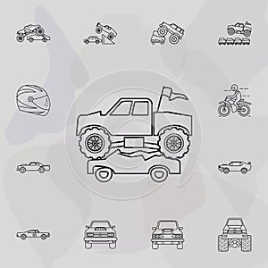 Bigfoot car crushes cars icon. Bigfoot car icons universal set for web and mobile