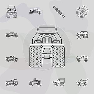 Bigfoot car front icon. Bigfoot car icons universal set for web and mobile