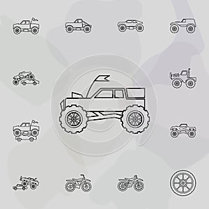 Bigfoot car icon. Bigfoot car icons universal set for web and mobile