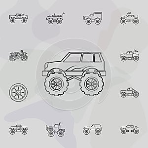 Bigfoot car icon. Bigfoot car icons universal set for web and mobile