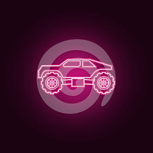Bigfoot car neon icon. Elements of bigfoot car set. Simple icon for websites, web design, mobile app, info graphics