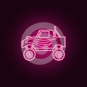 Bigfoot car neon icon. Elements of bigfoot car set. Simple icon for websites, web design, mobile app, info graphics