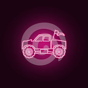 Bigfoot car neon icon. Elements of bigfoot car set. Simple icon for websites, web design, mobile app, info graphics