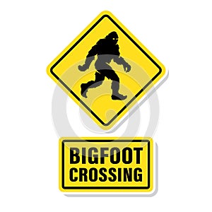 Bigfoot crossing road sign