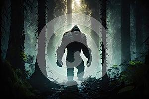 Bigfoot encounter in dark forest, KI