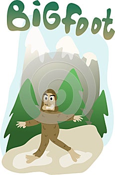 Bigfoot running into the forest