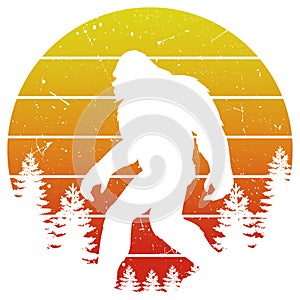 bigfoot vintage retro sunset design