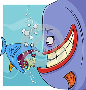 Bigger fish saying cartoon illustration