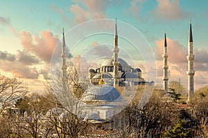 The biggest mosque in Istanbul Turkiye of Sultan Ahmed Ottoman Empire, Blue Mosque Sultanahmet Camii Sultan Ahmed Mosque in old