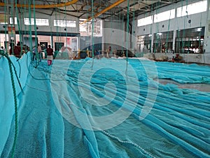 Biggest Rearing fish Blue colour Fish net  .this is polymar safety net are made to catch fish .