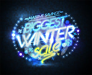 Biggest winter sale vector poster, massive savings