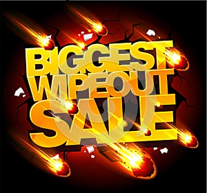 Biggest wipeout sale banner concept with meteorites rain photo