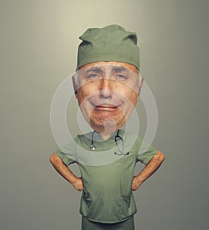 Bighead sorrowful doctor in uniform